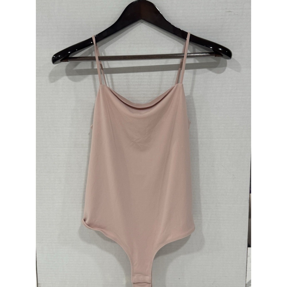 BCBGeneration Rose Smoke Spaghetti Strap Square Neck Bodysuit Small NWT